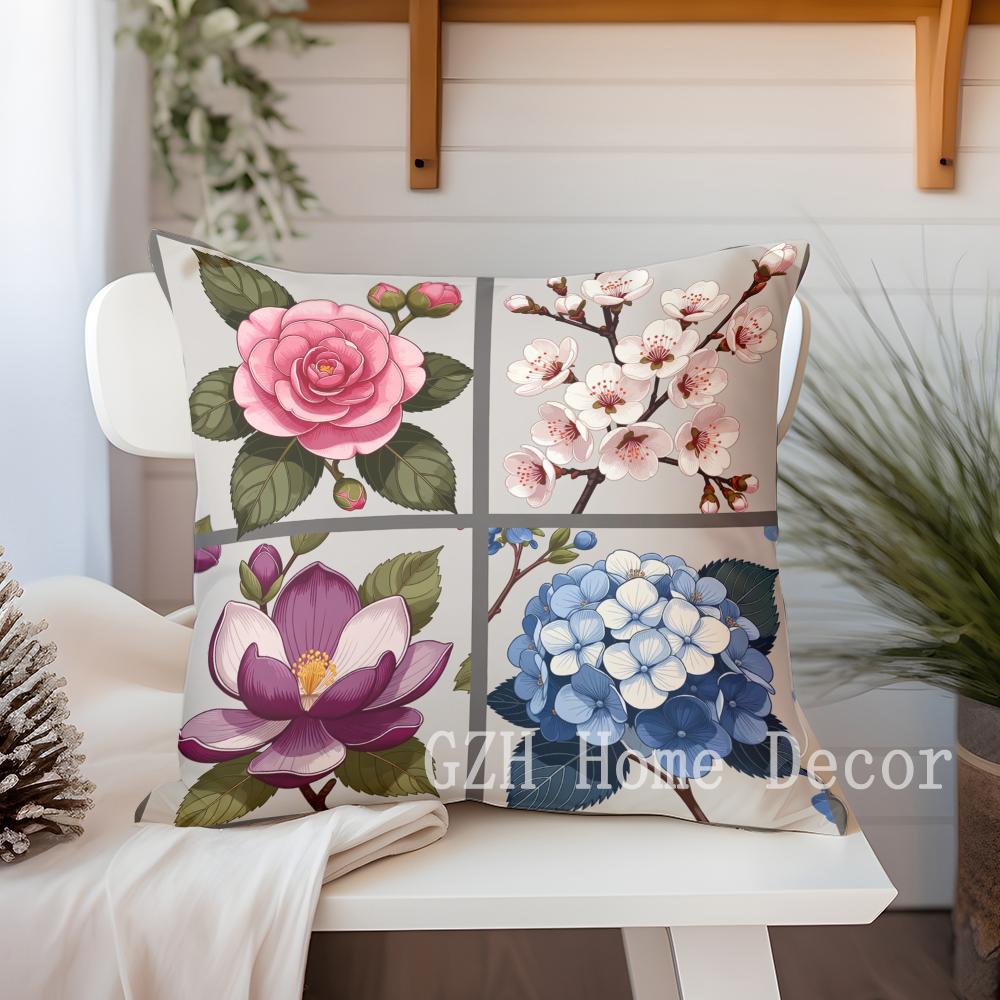 Colorful Floral Pattern Throw Pillow Covers For Home Pattern Cushion Cover Suitable For Sofa Bedroom Car Pillow Cover