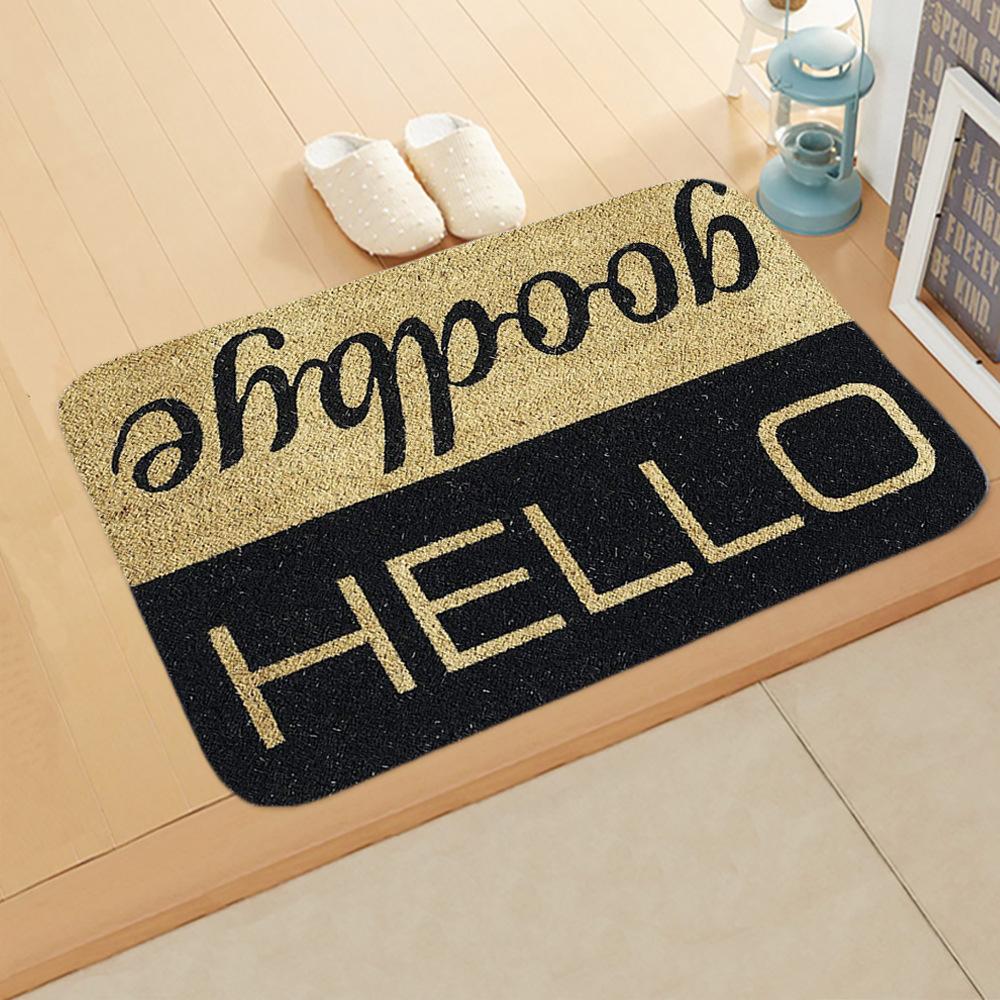 Letter Print Doormats Rectangle Non-Slip Flannel Door Mat Bedroom Kitchen Entrance Floor Mat Doormats 2021 Door Mat Balcony Mats