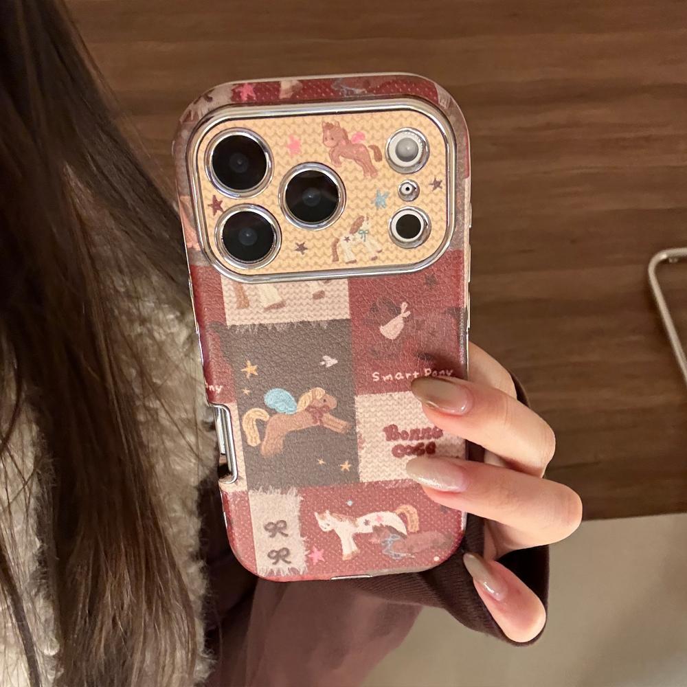 Retro New Year Pony Case for IPhone 17 Pro Max, Apple 16, Leather Phone Case, Multiple Sizes