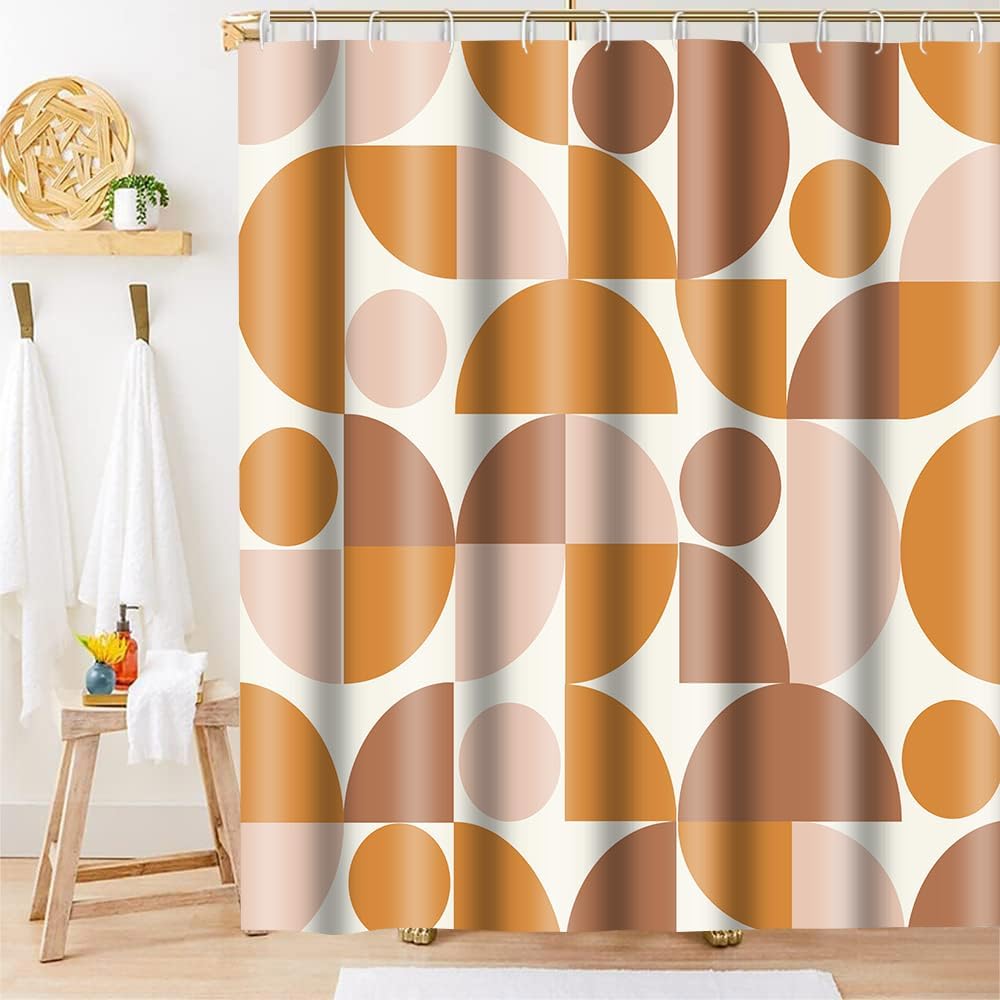 

Vintage Colorful Rainbow Mid Century Shower Curtain Modern Abstract Geometric Art Bathroom Curtain Decor Washable Fabric Bright W60H190(CM)-1 Pcs
