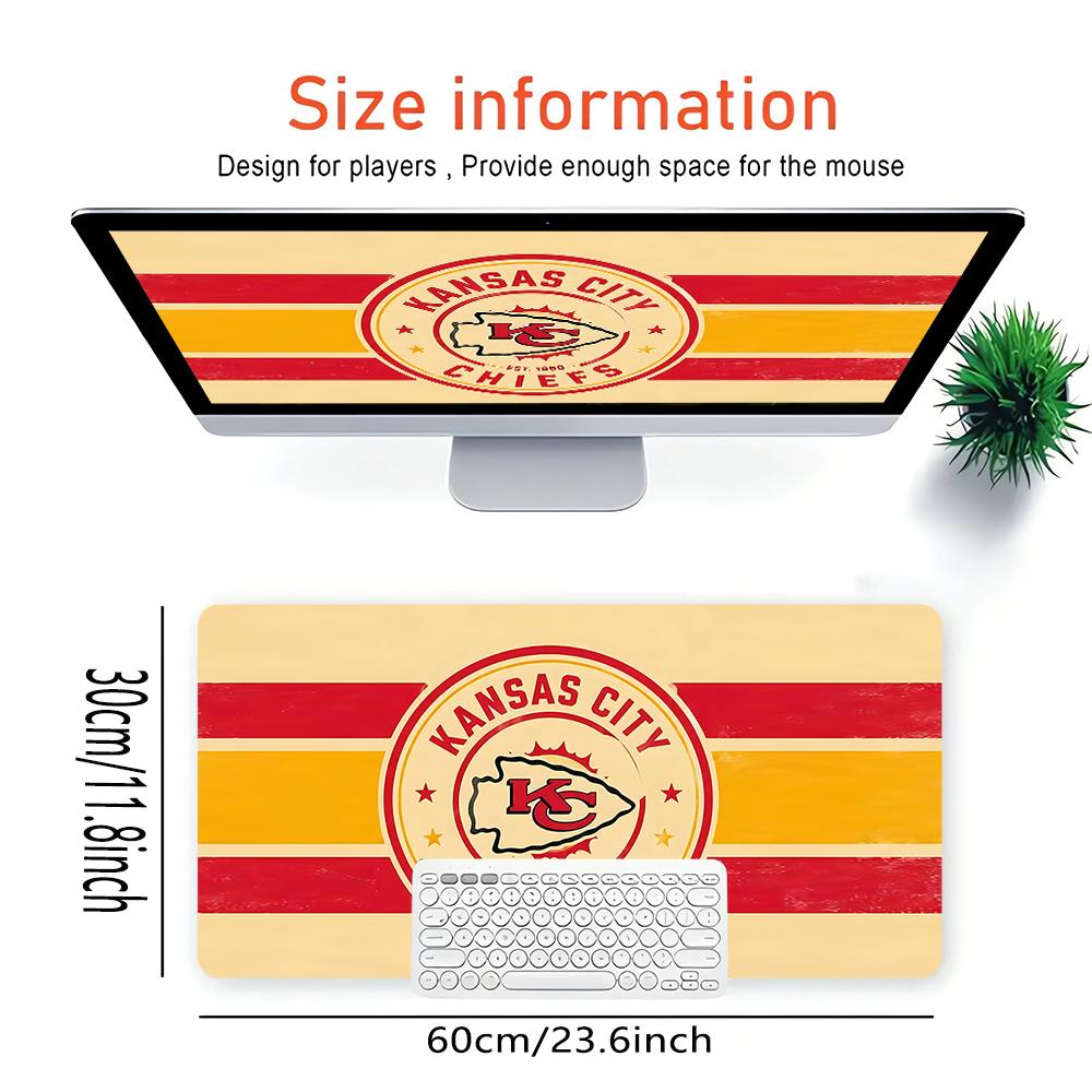 Kansas City Chiefs Emblem Large Gaming Mouse Pad Nonslip Rubber Base Waterproof Desk Mat For Office Pc Laptop