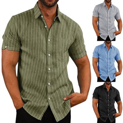 Designer Frühling Sommer Herren Casual Baumwolle Leinen Einfarbig Kurzarm Hemden Lose Hemden