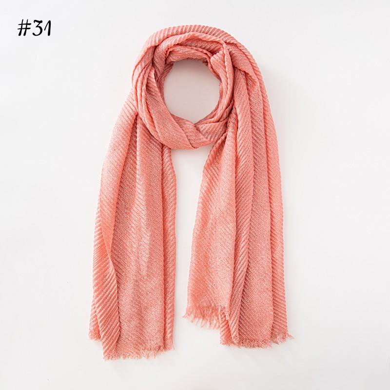 Fashion Wrinkle Plain Soft Shawl Funcy Shimmer Shiny Hijab Scarf Gold Silver Threads Headscarf Bangladeshi Cotton Shawl