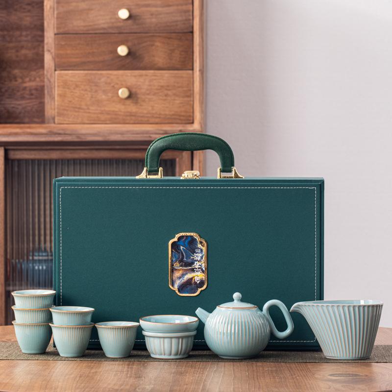 Ceramic Qingchuan High Value Kung Fu Tea Set Business Real Estate Enterprise Company Gifts