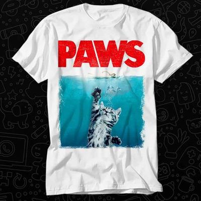 Paws Kitten Jaws Cute Cat Funny T Shirt Gift for Womens Mens Unisex Tops Summer Soft Cotton TAdult Tee Vintage Music Best Movie