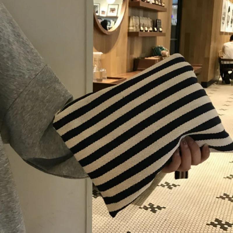 Women Striped Bag Makeup Large capacity storage bag Organizer Cosmetic Korean Tassel Cosmetic Pouch Necesserie Travel Toiletry Bag Canvas Beauty Case