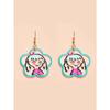 Girl Cartoon Graffiti Flower Acrylic Stud Earrings, Small Fresh and Cute Love Flower Earrings