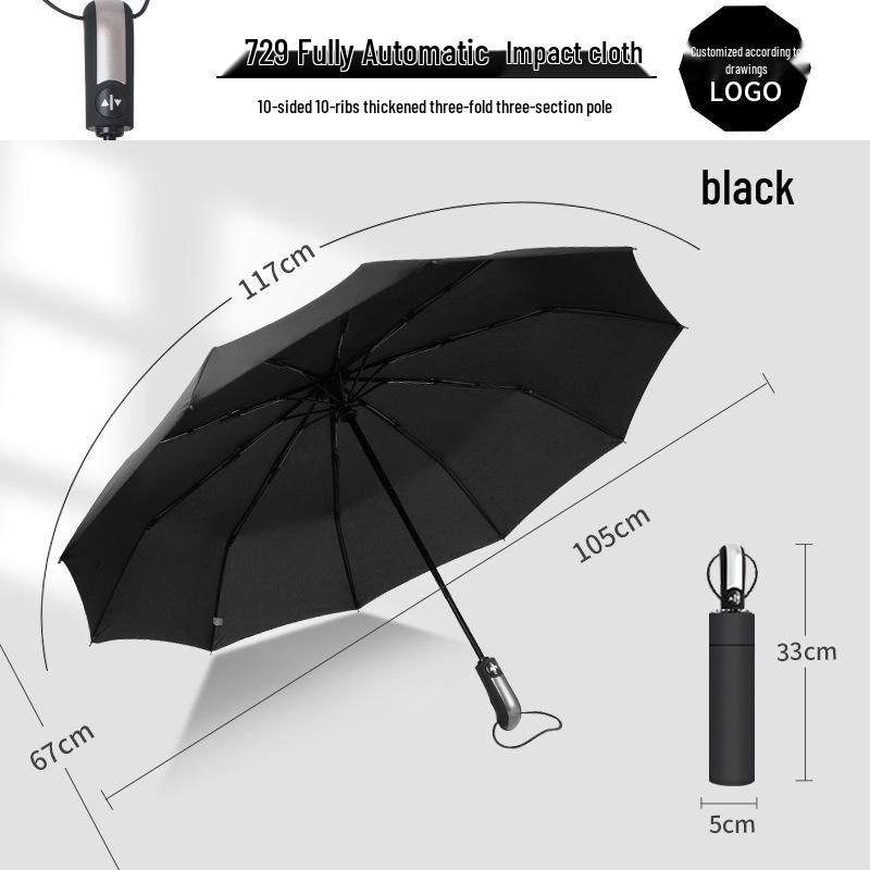 Automatic 60-Rib Folding Umbrella with UV Sun Protection