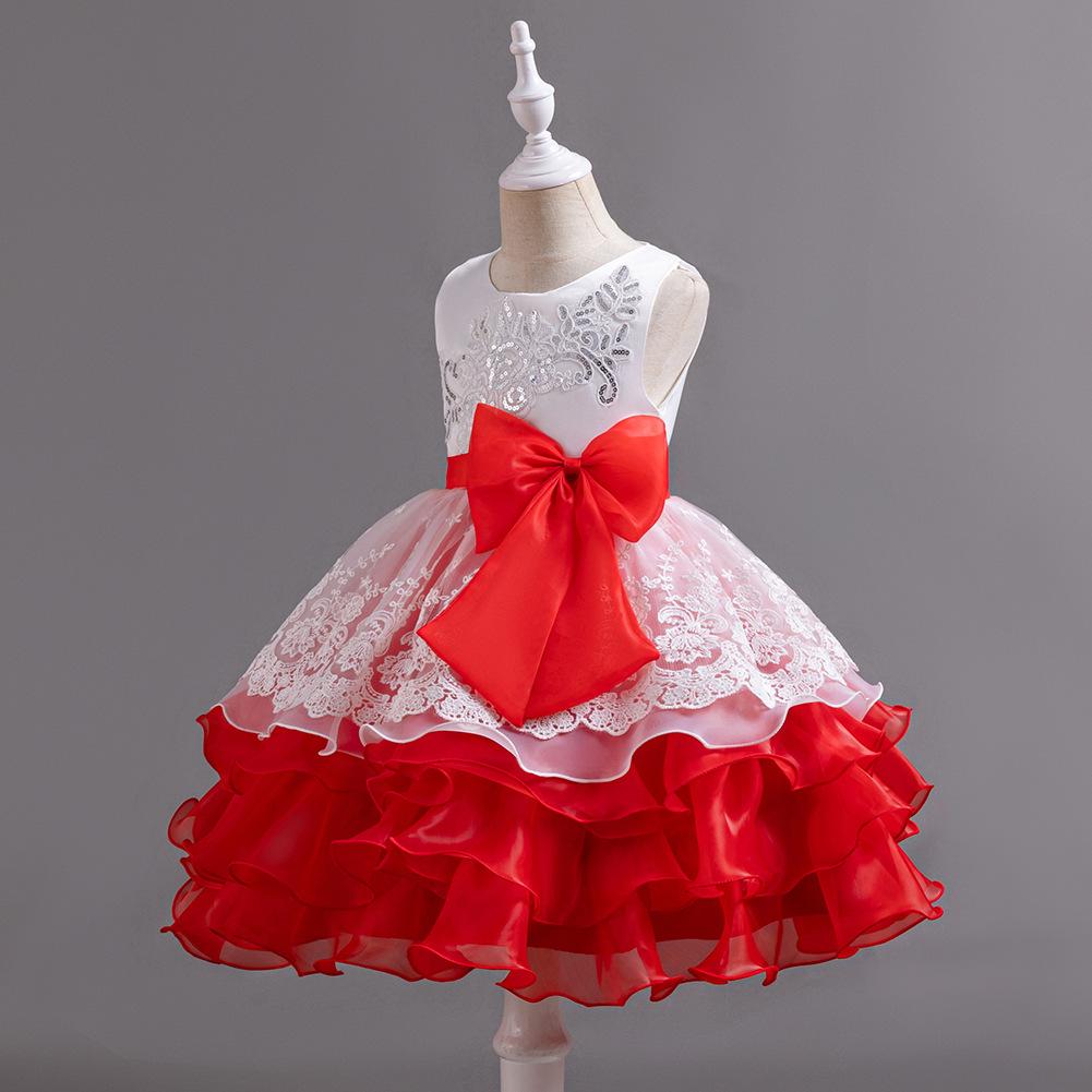 Girls' Dresses Skirts Bowknot Flower Girl Wedding Evening Dresses Birthday Party Puffy Dresses Programme Performance Dresses  Girl's Favourite Dress
