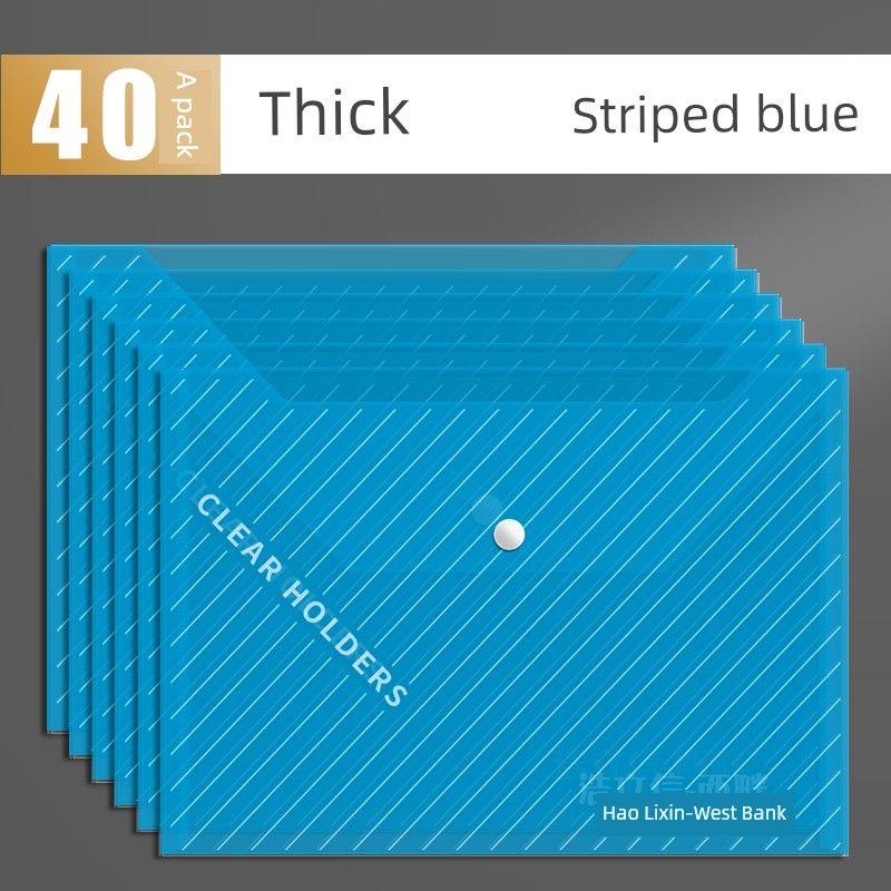 100 PCs Thickened Plastic Office Supplies File Bag [Twill Style] Transparent Blue/40 Pieces Thickened