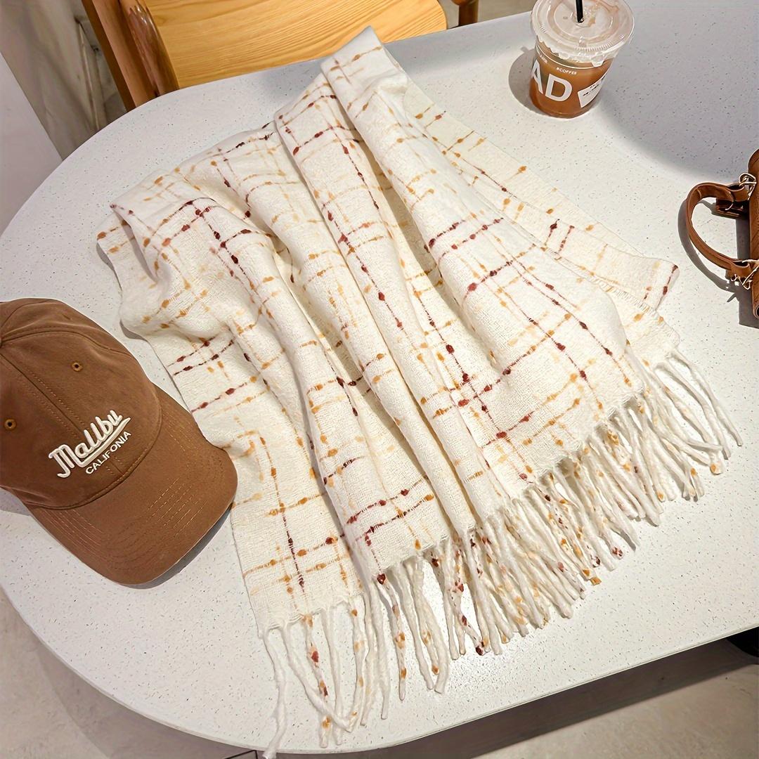 

New Style Thickened Imitation Cashmere Dot Plaid Tassel Scarf Men and Women Autumn and Winter Plus Velvet Thickened Warm Scarf