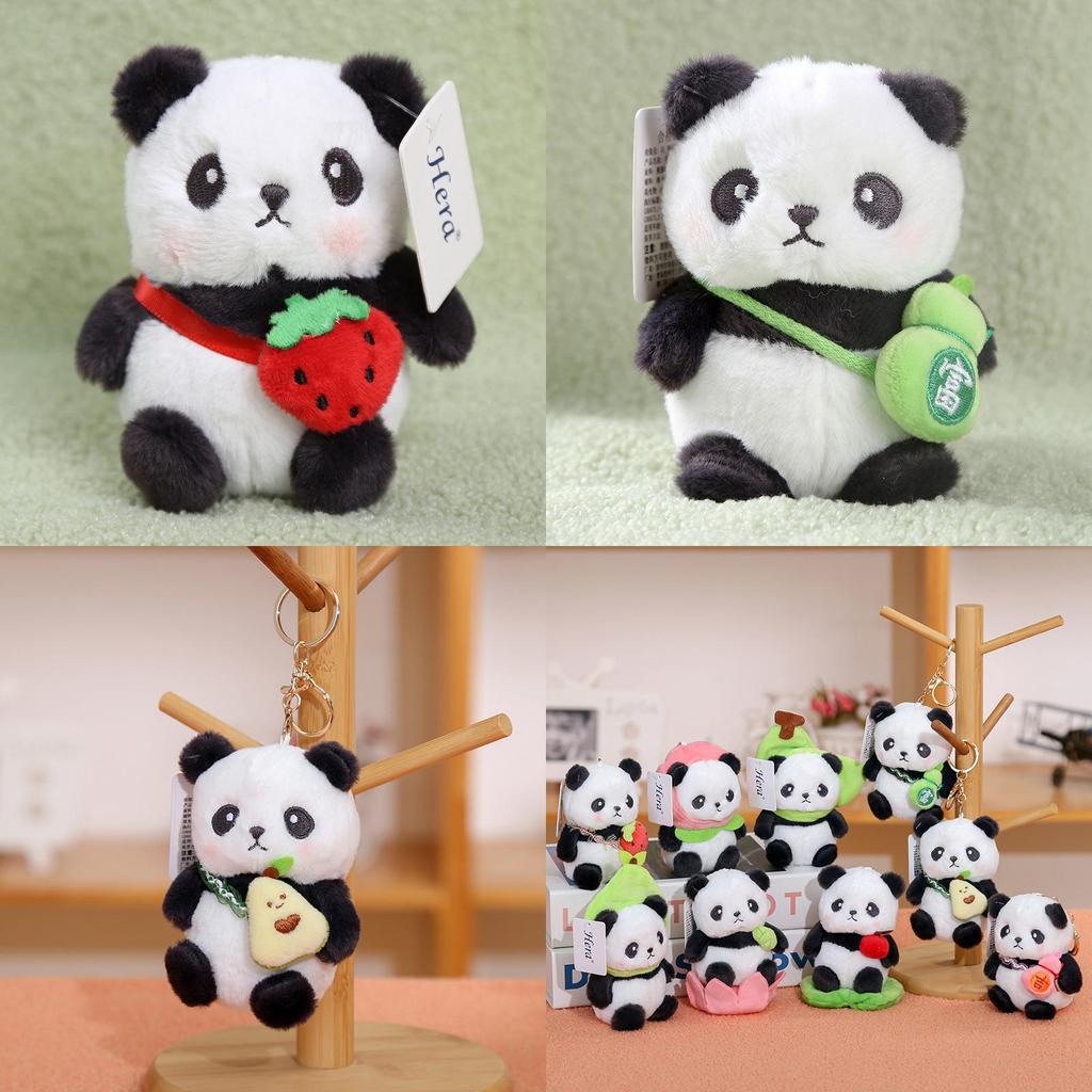 Panda Soft Plush Toy Keyring With Short Pile Fabric For Bag Ornament Collectible