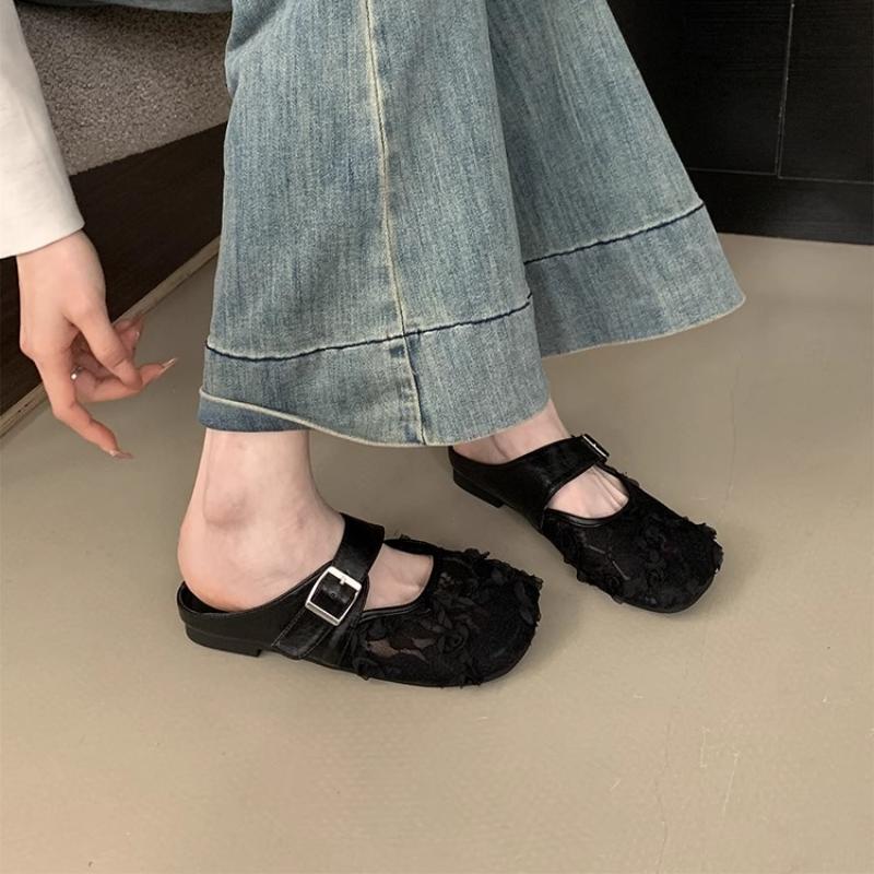 Fashion Women Flats Slippers Fashion Elegant Mules Shoes Slingback Sandals Summer Print Slides Beach 2025 Walking Flip Flops Woman Shoes