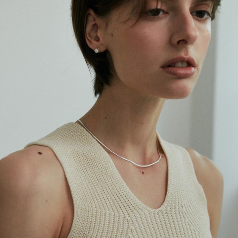 Green [925 Silver] Un.silver.160 / Flat Evening Necklace