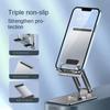 Ny aluminiumslegering roterende sammenleggbar mobiltelefonholder desktop metall to-akse støtte lazy tablet holder