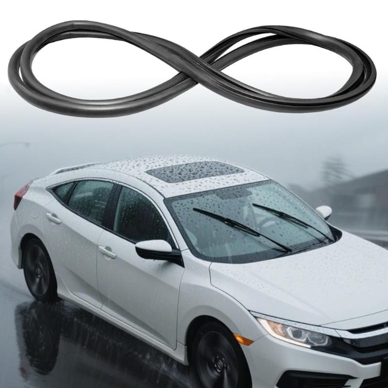 Black Rubber Sunroof Glass Gasket 70200-TR0-A02, Replacement Weatherstrip Trim for Aged Roof Glass Edge, Dust Blocking Help, and Trim Care