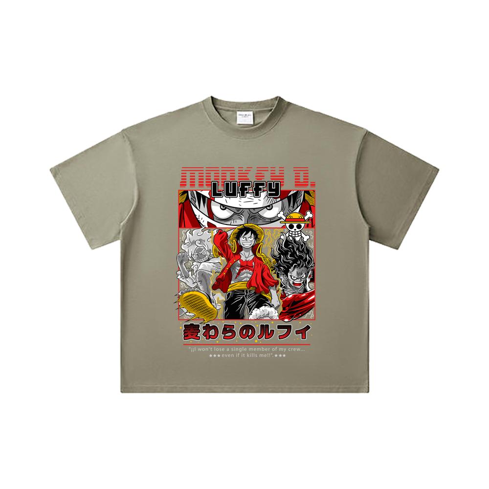 260 GSM Double Yarn 32 Count 100% Cotton One Piece V16 Luffy Print Unisex Heavy Cotton T Shirt