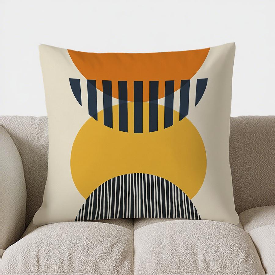 Home Decor Abstract Moon & Flower Pattern Throw Pillow Pattern Cushion Cover Suitable For Sofa Bedroom Car Pillow Cover