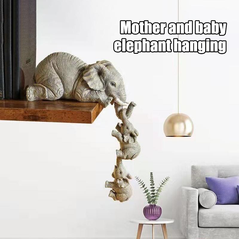 Mother And Child Elephant Hanging Elephant Three Piece Set Resin Home Decor Crafts Decoration
