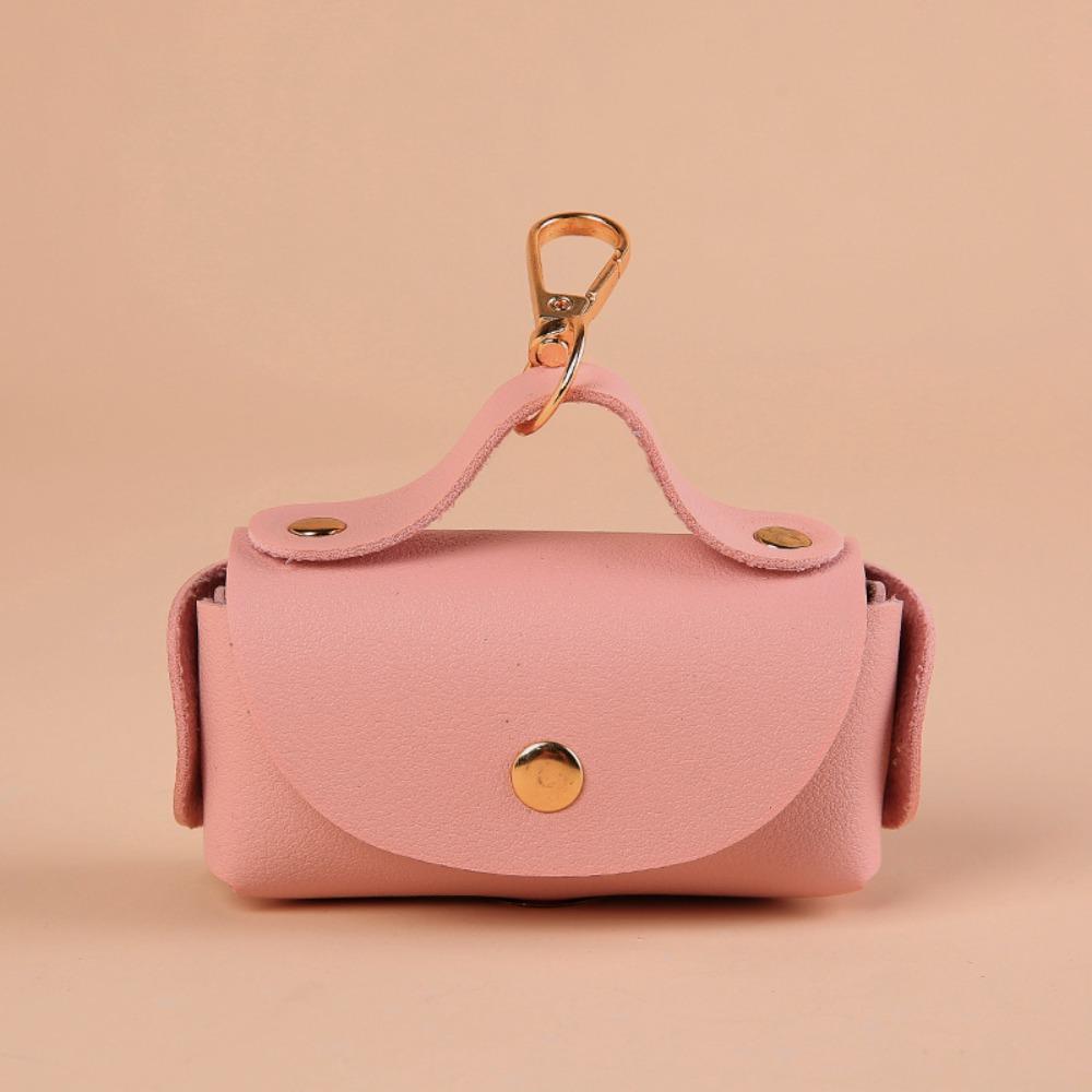 Leather Pet Waste Bag Dispenser Multi-Color with Keychain Dog Waste Bag Multifunctional Lightweight Pet Poop Bag For Outdoor Use