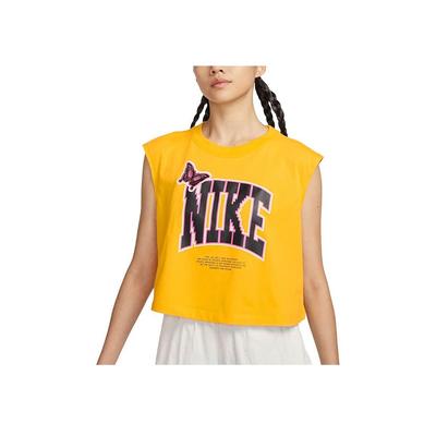 Sportswear Letter Print Ribbed Crew Neck Tank Top Women Tops University-Gold FD2574-739