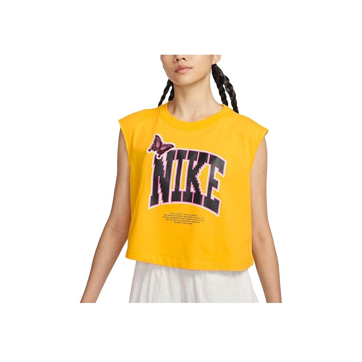 

Nike Спортивная майка с круглым вырезом и принтом букв, женские топы University-Gold FD2574-739 L