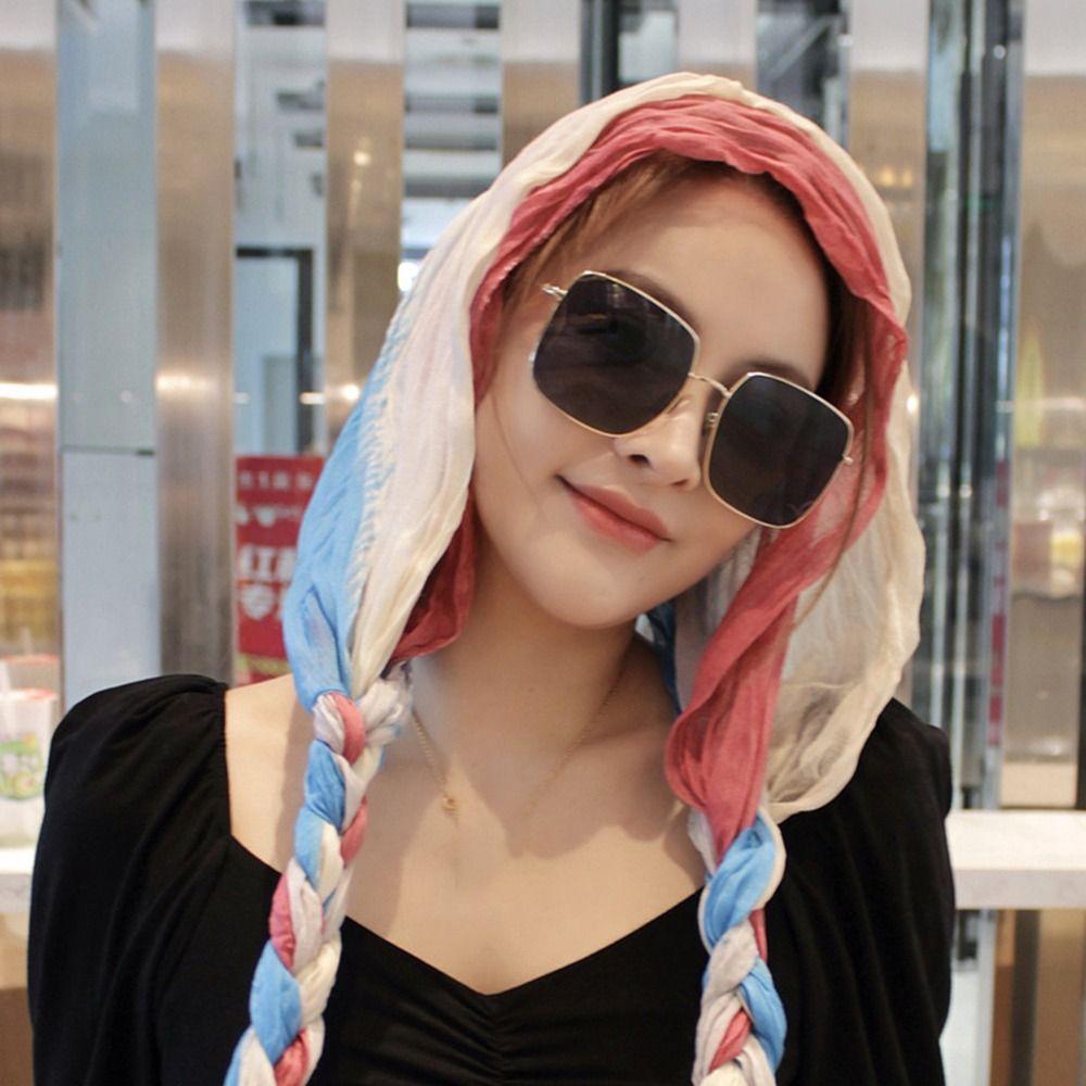 

Windproof Multipurpose Neck Hat Contrast Color Wraps Hijabs Shawl Women Scarf Braid Headscarfs