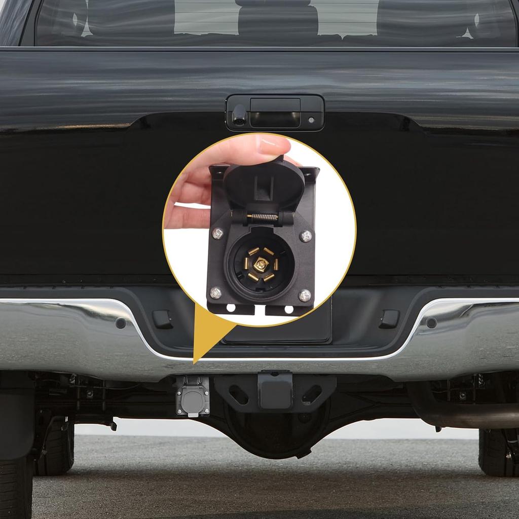 7 Pin Trailer Plug,7 Way Trailer Light Connector Socket,7 Prong Electrical Truck End Wiring Harness Vehicle Side,7 Pin Truck Plug Quick Converter