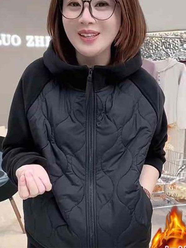 Der diesjährige trendige Colorblock-Kapuzen-Cardigan mit Reißverschluss - Vielseitig, figurbetont, verdickt, warmes Aoli-Samt für Herbst und Winter.