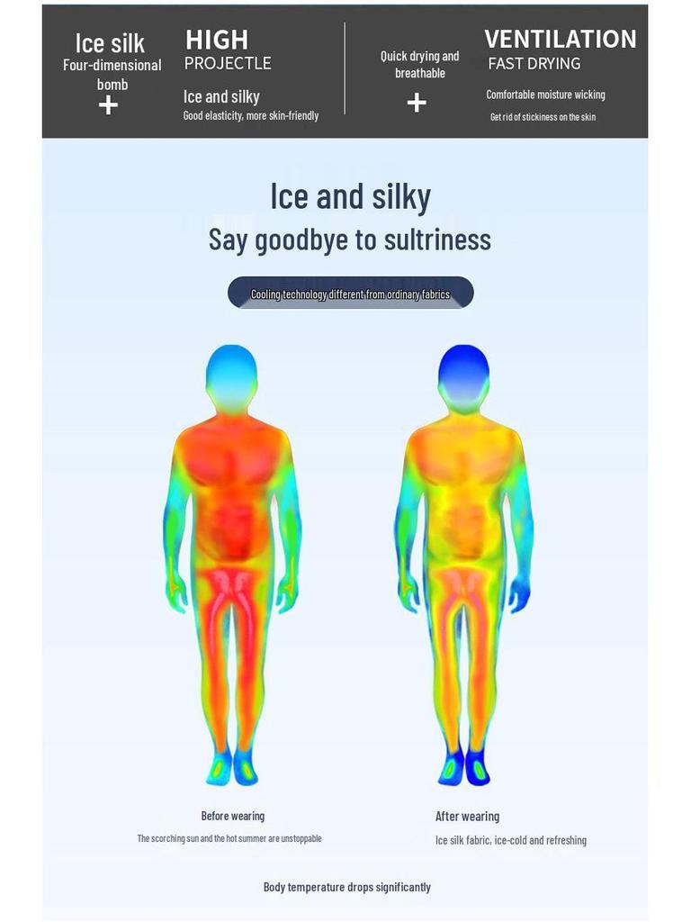 Ice Silk Men's Quick-Dry Short Sleeve T-Shirt, High Elastic, Breathable, Summer 2023 Casual Loose Fit Sports Top