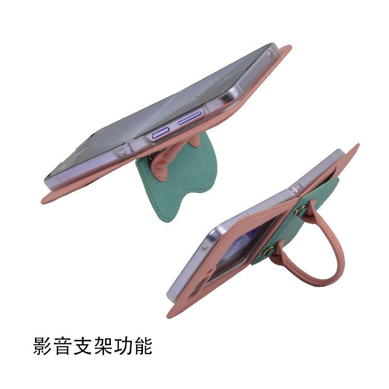 Suitable for Samsung ZFLIP 40% off foldable screen card slot color-blocked phone case, Huawei Pura X single-shoulder crossbody phone leather case