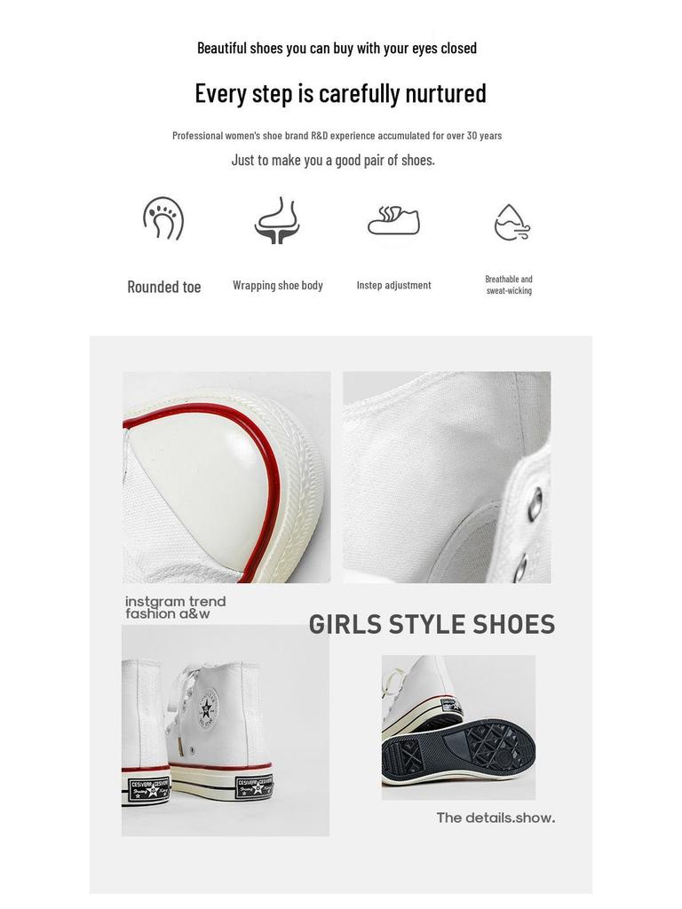 1970s Retro Canvas High-Top Shoes - Unisex, Versatile, Classic for Women and Men Spring 2025