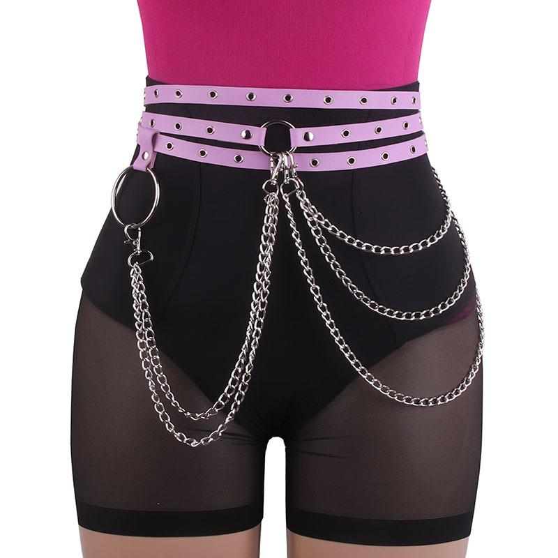 Punk Style Multi-circle Non-punching Belt, Belt, Women's Large Ring Tassel Multi-layer Metal Chain, Waist Chain
