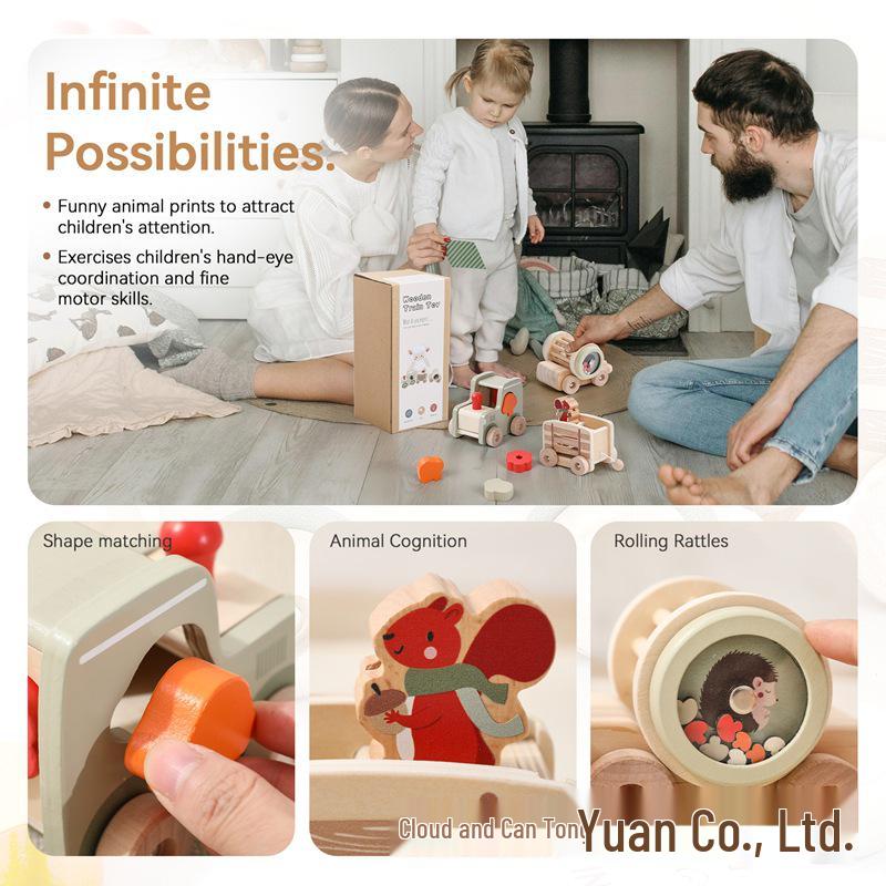 Wooden Baby Educational Shape Recognition Train Puzzle Toy Set