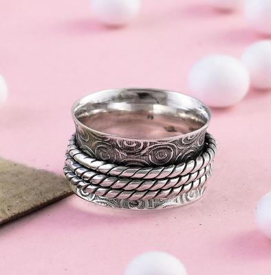 Minimalist Spinner Ring, Handmade Spinner Ring, Meditation Thumb Ring, Fidget Ring, Silver Spinner Ring, Gift For Her, Birthday Gift