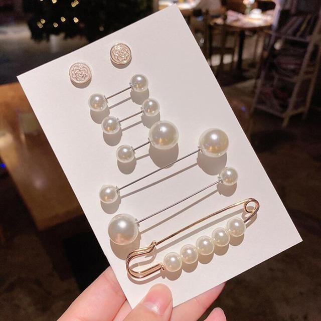 Pin Brooch Set Big Beads Stylish Stylish Clothing Brooches Pearl Lapel Pin Sweater Dress Pin Brooch Pins Badge Women Buckle AccessoriesFashion Jewelry