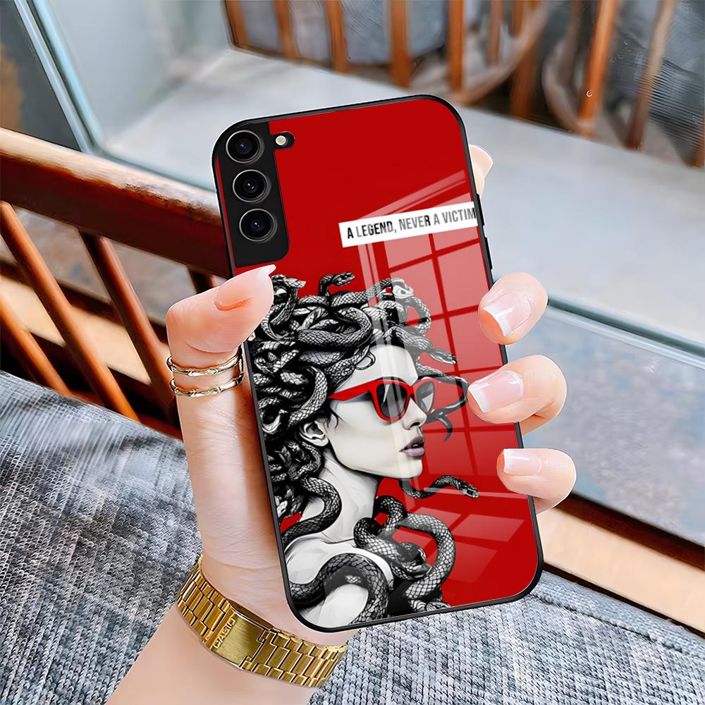 M-Medusa Mythology Phone Case For Samsung A25 A13 A33 5G A54 A36 A35 A56 A52 A14 Shockproof Glass Cover