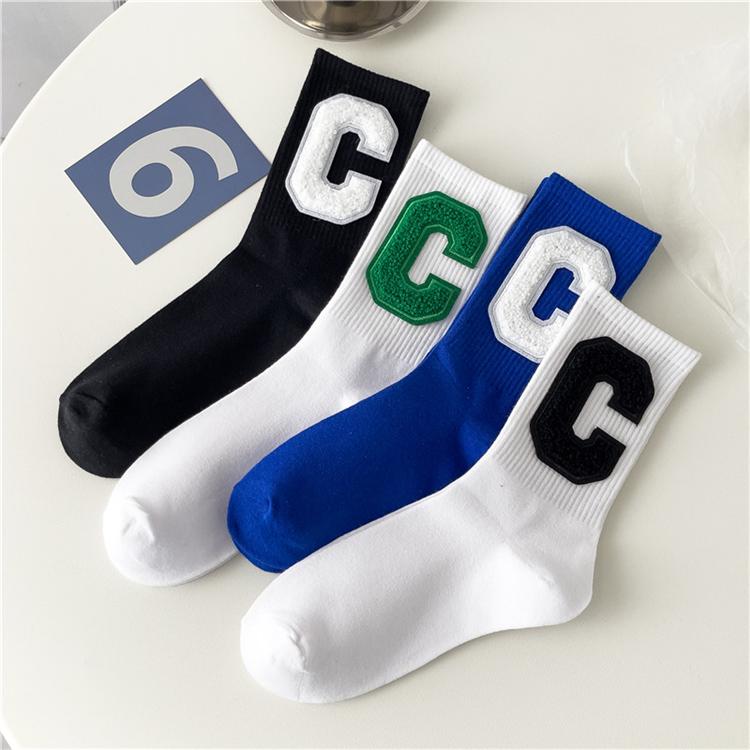 Custom Three-dimensional Big C Trend Ins Wind Sports Couple Socks Women's Mid-tube Letters Street Socks