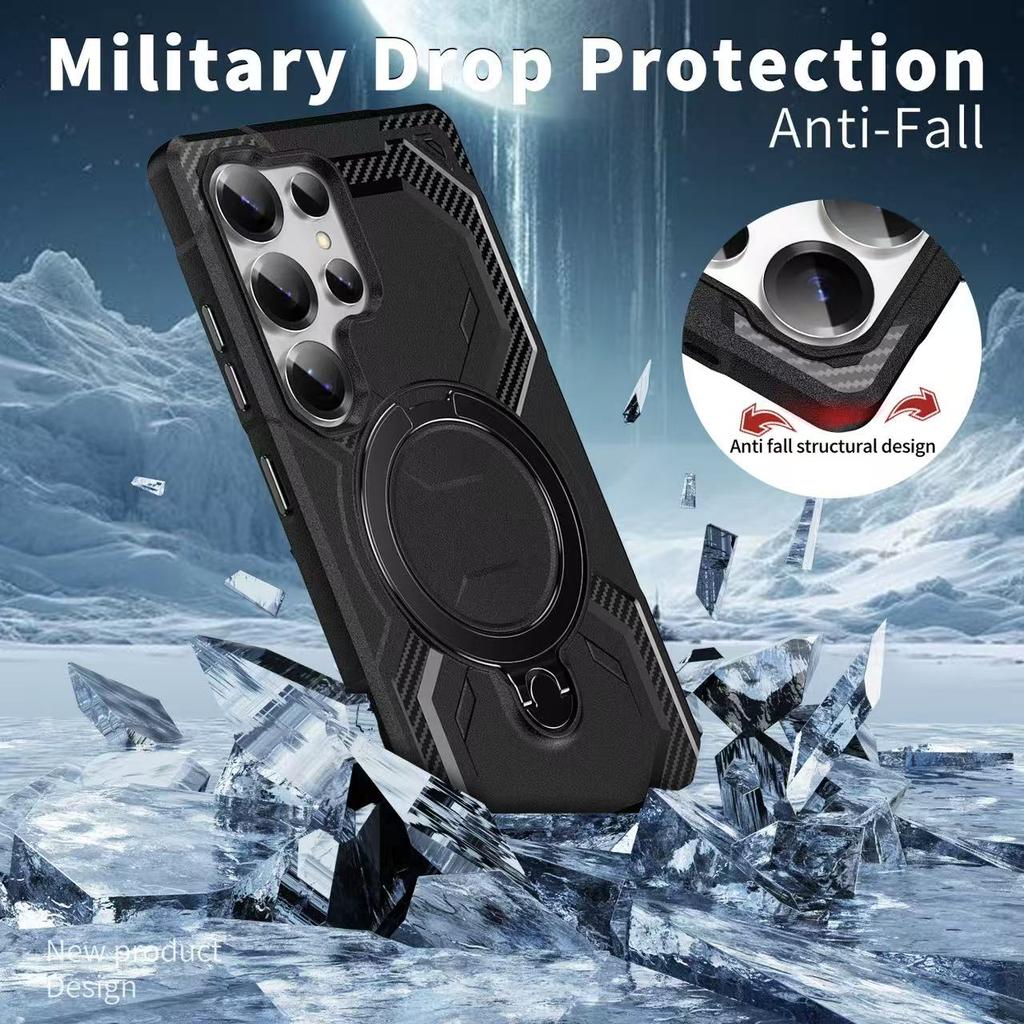 Rotating Bracket Ring Anti Drop Car Magnetic Protective Cover for Samsung Galaxy S25 S24 S23 S22 S21 Ultra Plus FE A55 Case