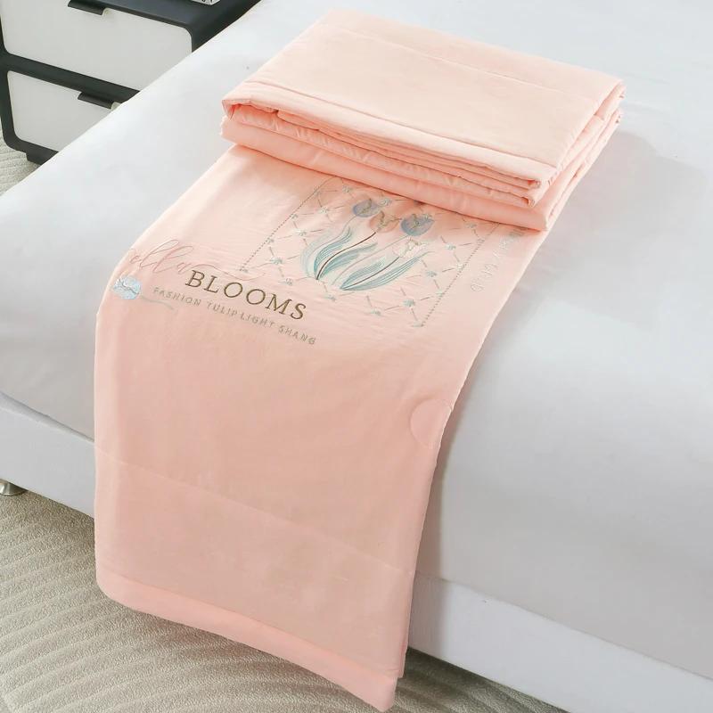 

2025 новый трикотажный хлопковый двухслойный стеганый летний стеганый плед прохладное облако хлопок летнее прохладное стеганое одеяло однотонный тонкий стираемый в стиральной машине 150x200cm 1pcs нефритовый