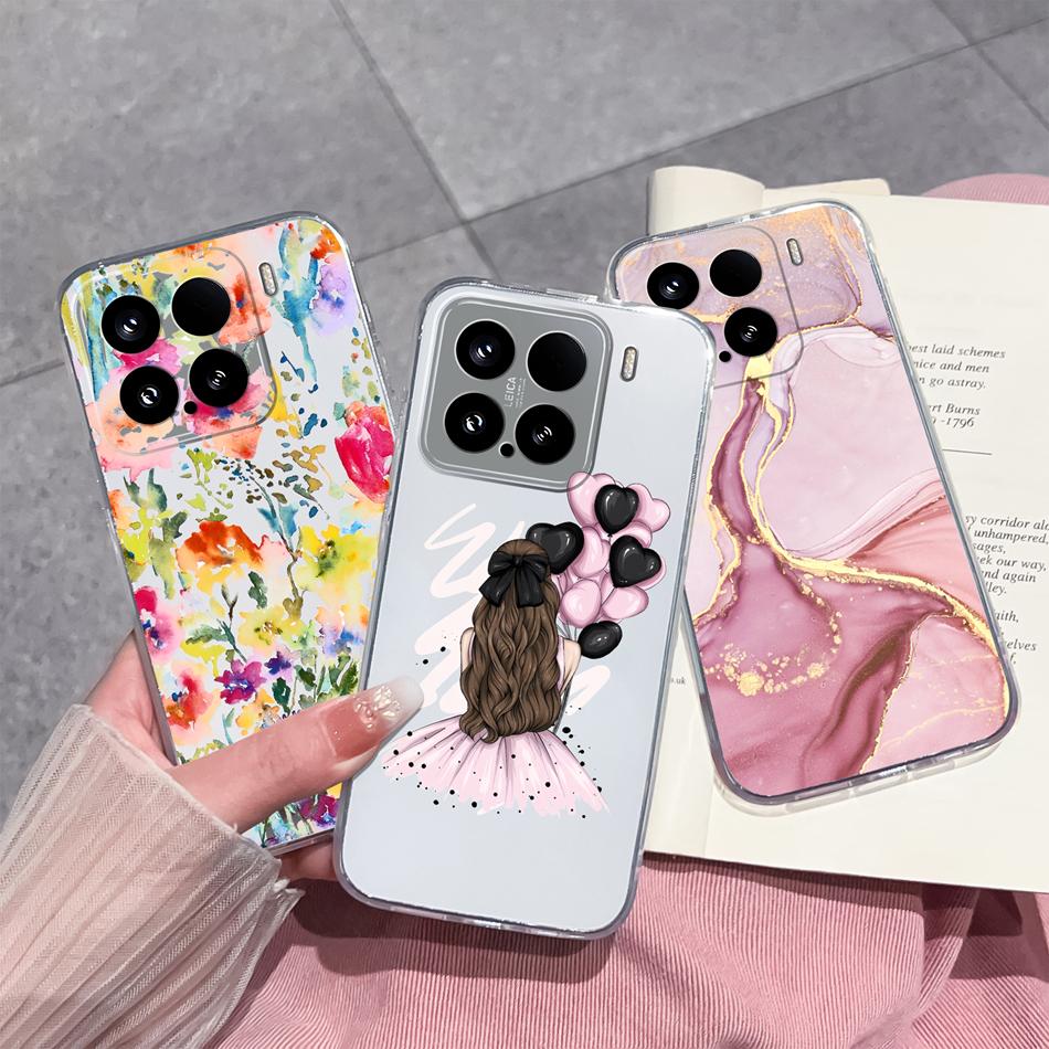 Leisure Flower Case For Xiaomi 15 Pro Clear Phone Bags Colourful Soft Back Cover For Xiaomi15 15Pro Silicone Anti Drop Housing
