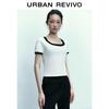 UR 2025 Spring Women's Color-block Slim Fit Short Sleeve T-shirt