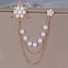Simple Light Luxury High-End Pearl Brooch, Temperament Fashion Clothes Accessories Fringed Chain Snowflake Brooch