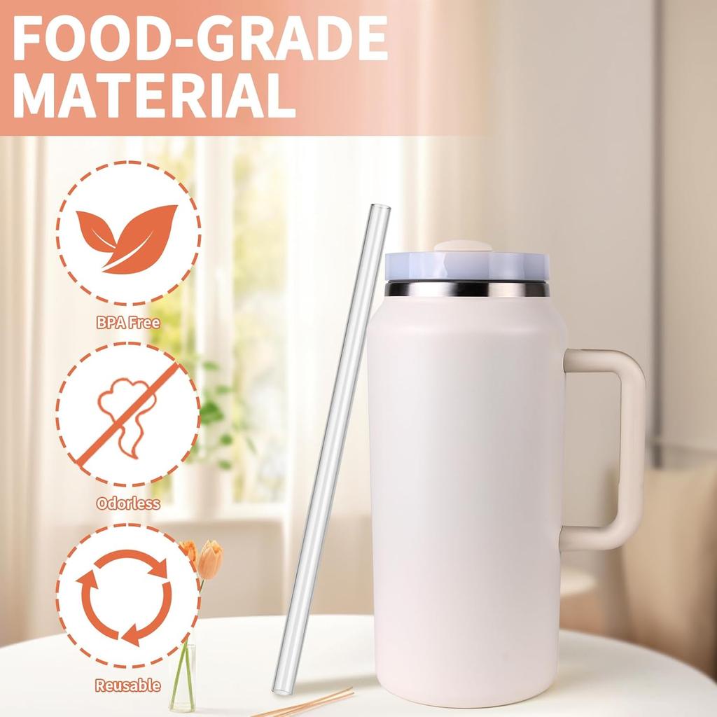 64oz Straw Compatible With Stanley, Extra Long Quencher, Cleaning Brush And Iceflow Flip Straw Tumbler 64 oz
