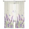 Watercolor Lavender Flower Butterfly Sheer Curtains For Living Room Bedroom Home Decor Kitchen Tulle For Windows Voile Drapes