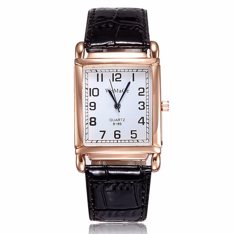 Women Watch Square Quartz Wristwatch Rectangle Leather Female Clock