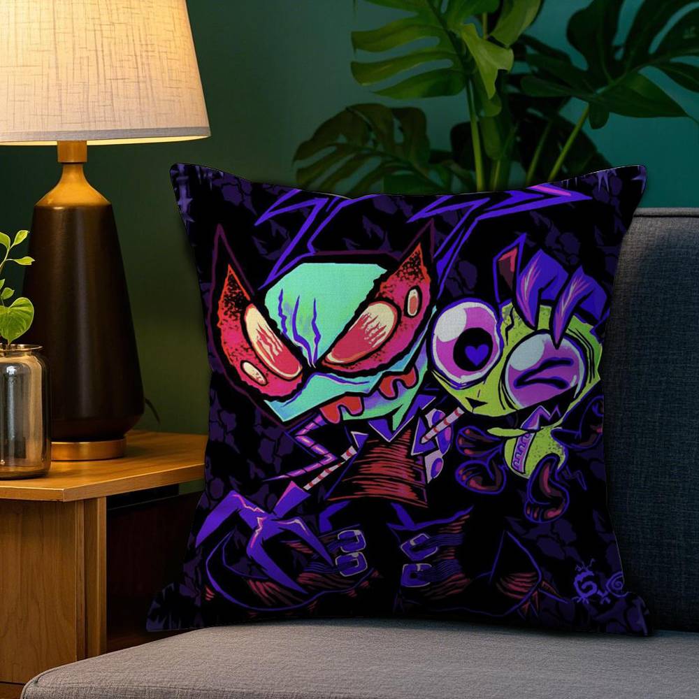 Cartoon I-Invader Z-Zim Pillow Case Plush Fabric Soft Double Sided Print Sofa Cushion Cover Throw Pillow Covers