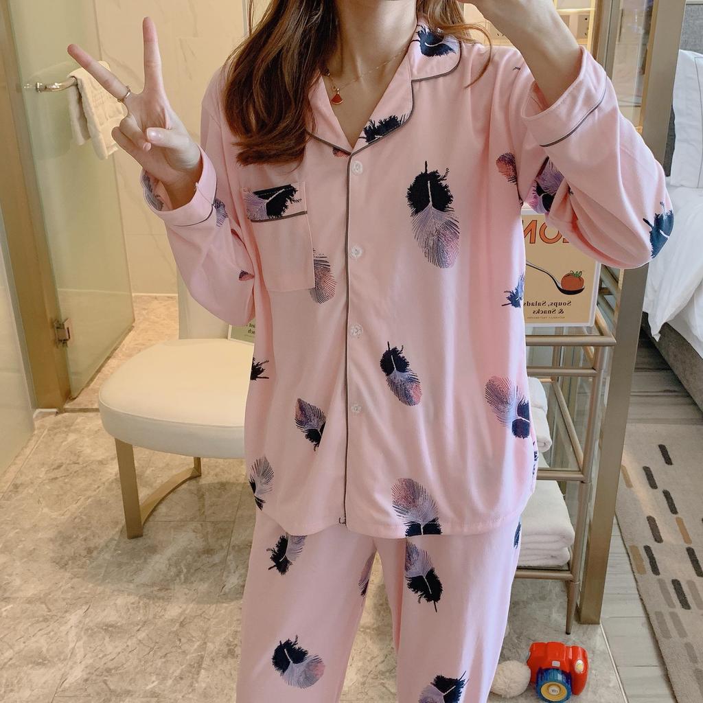 Korean Style Women's Long Sleeve Cardigan and Pajama Set for Spring, Autumn, and Winter Home Wear