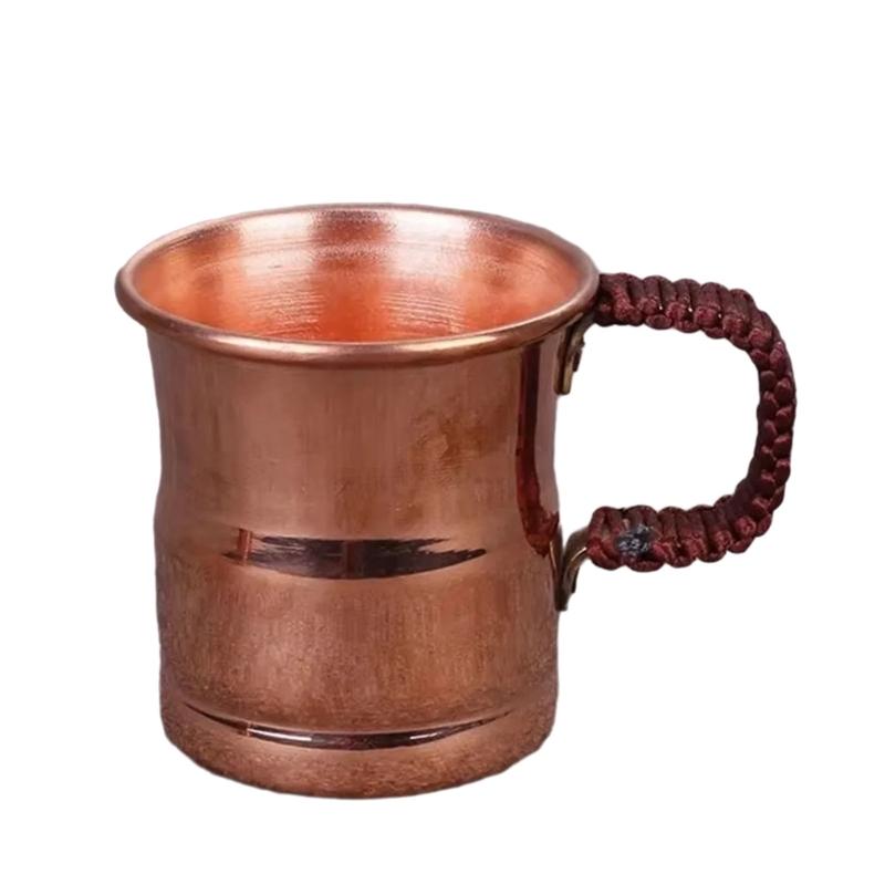 Braided Handle Copper Mug for Beer Milk and Juices with Comfortable Grip Drinking Cup Kitchen Essential