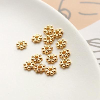 14K Gold-Filled Snowflake Spacer Bead Cap for DIY Jewelry Making